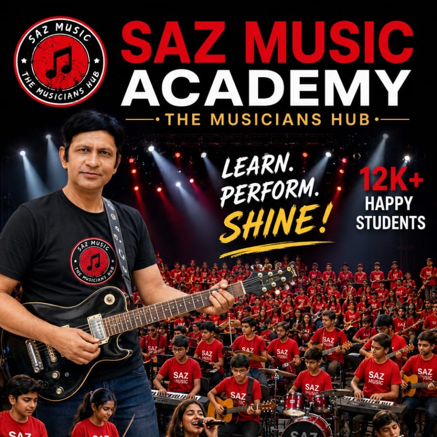 Instrument store shelves at SAZ Music Spot 18 Mall